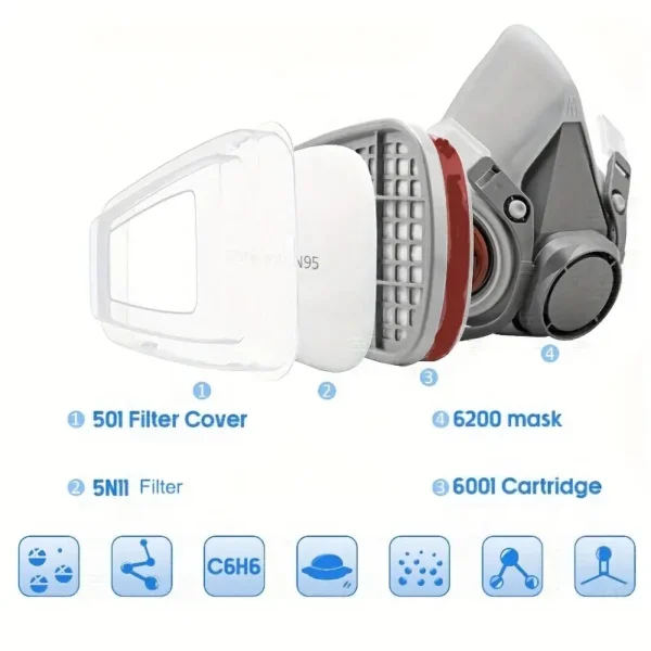 15in1 Half Face Gas Mask Facepiece