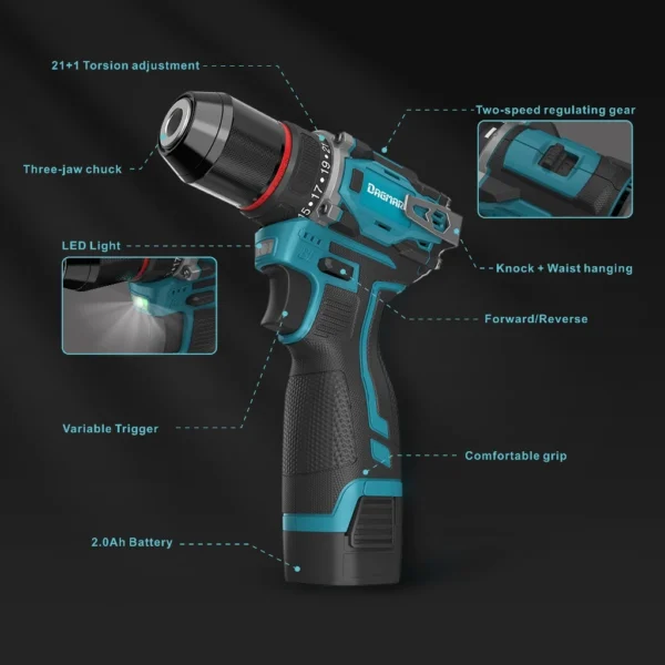 my-11134207-7r98q-lvl5m0jk3vg889 DAGMARA QN18 Brushless Cordless Drill Rechargeable Screwdriver Power Tools